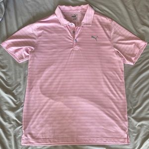 Puma Men’s Performance Pink Pinstripe Polo - sz Large